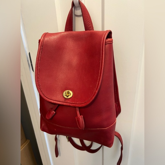 Vintage Coach Large Red Leather Daypack Backpack RARE - Picture 17 of 17